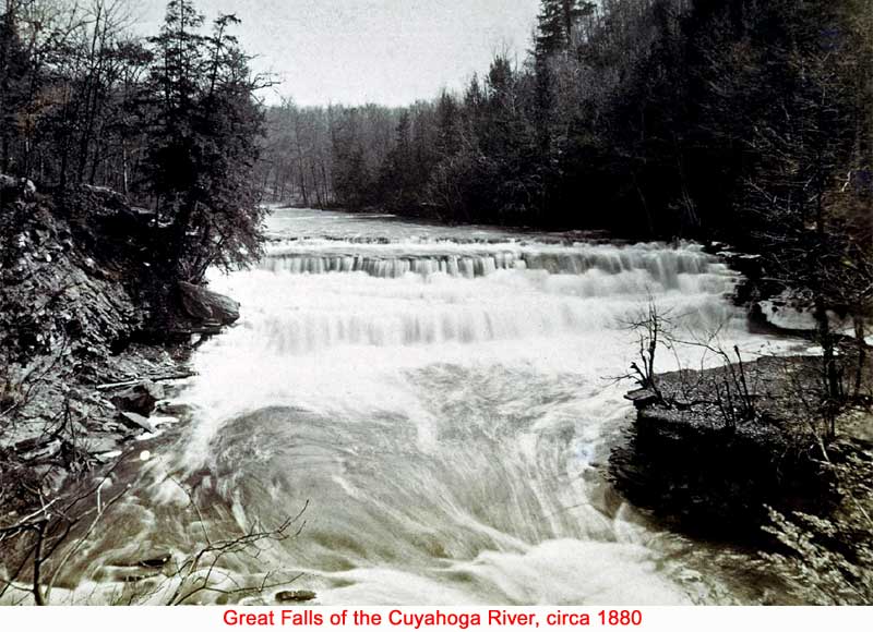 The falls on the Cuyahoga River circa 1880.