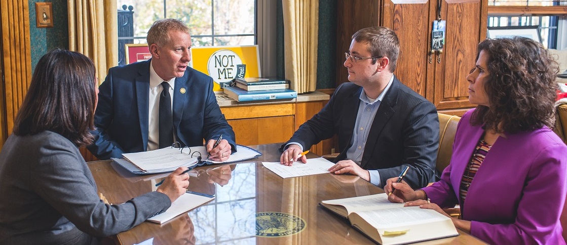 Mayor Walters meets with staff to discuss city matters.